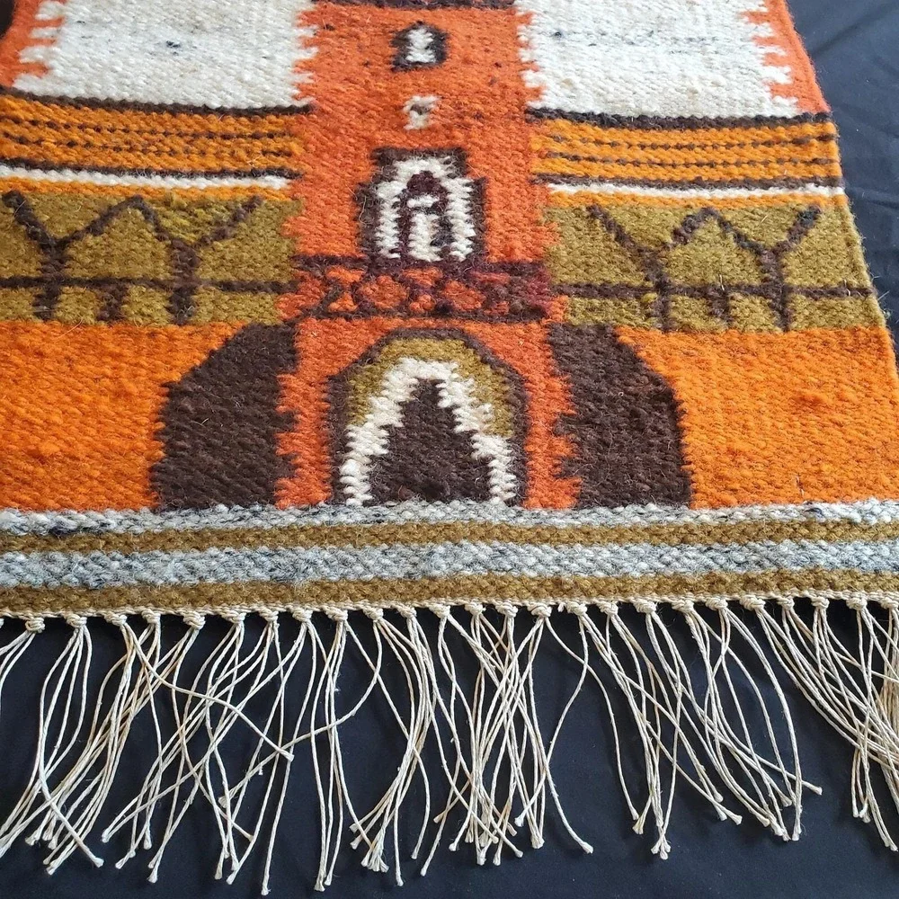Vtg Mid Century Polish Hand Loomed Wool Wall Tapestry- St. Florian's Gate SIGNED